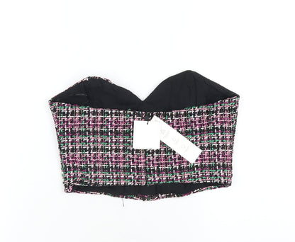 Womens UK Size M Zara Multicoloured Cropped T-Shirt