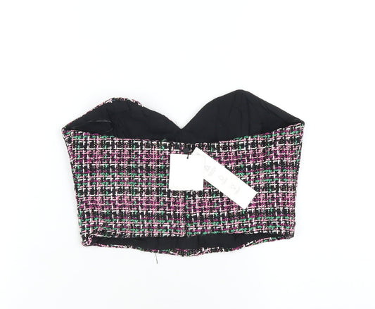 Womens UK Size M Zara Multicoloured Cropped T-Shirt