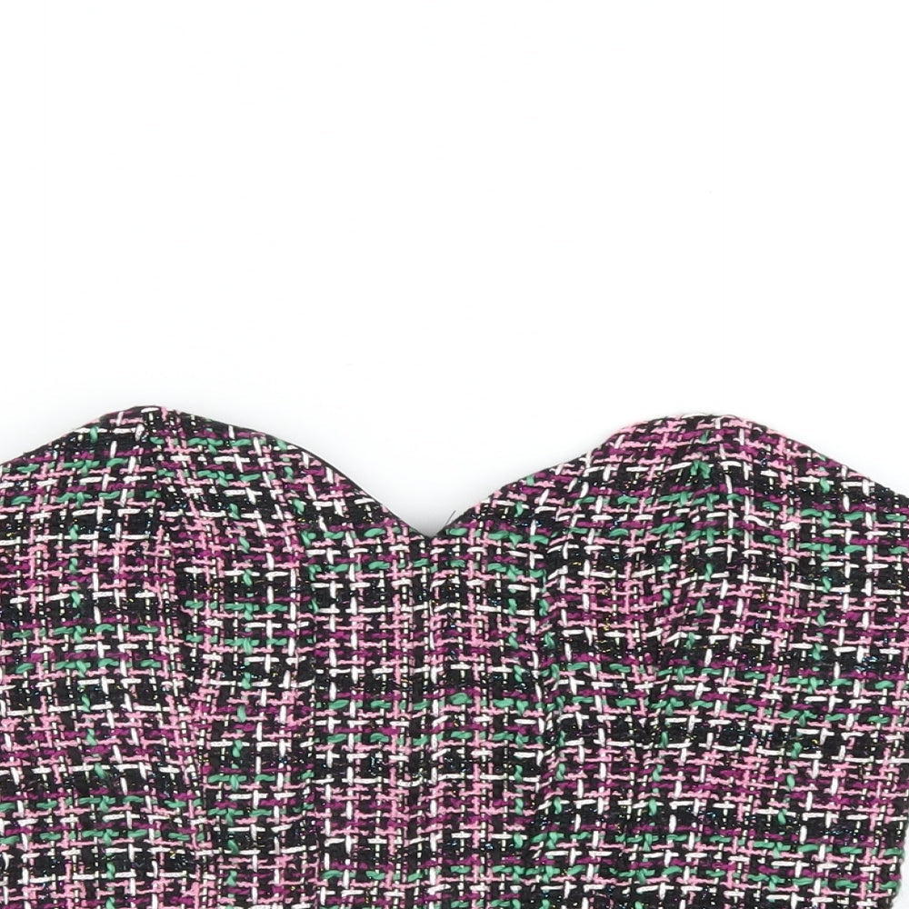 Womens UK Size M Zara Multicoloured Cropped T-Shirt