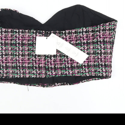Womens UK Size M Zara Multicoloured Cropped T-Shirt