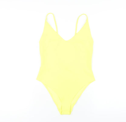 H&M Womens Yellow Polyester Bodysuit One-Piece Size S Snap