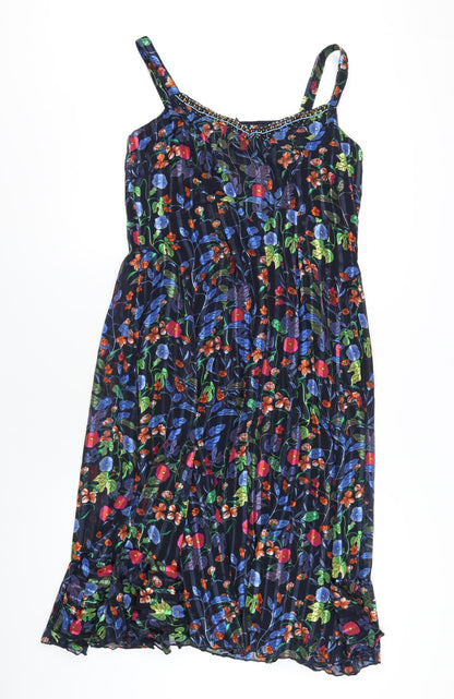Marks and Spencer Womens Multicoloured Geometric Polyester A-Line Size 10 V-Neck Pullover