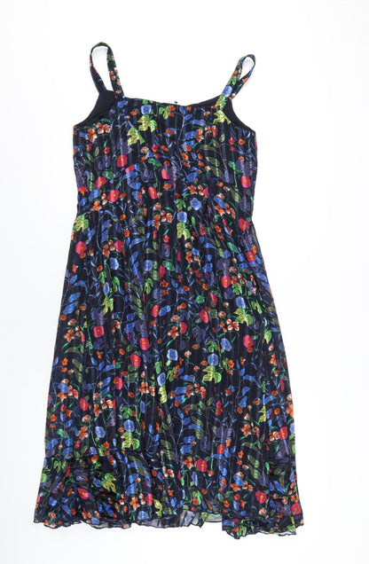 Marks and Spencer Womens Multicoloured Geometric Polyester A-Line Size 10 V-Neck Pullover