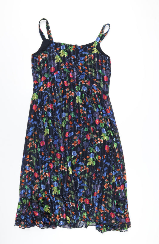 Marks and Spencer Womens Multicoloured Geometric Polyester A-Line Size 10 V-Neck Pullover