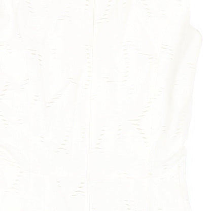 Phase Eight Womens White Cotton Pencil Dress Size 12 Round Neck Zip