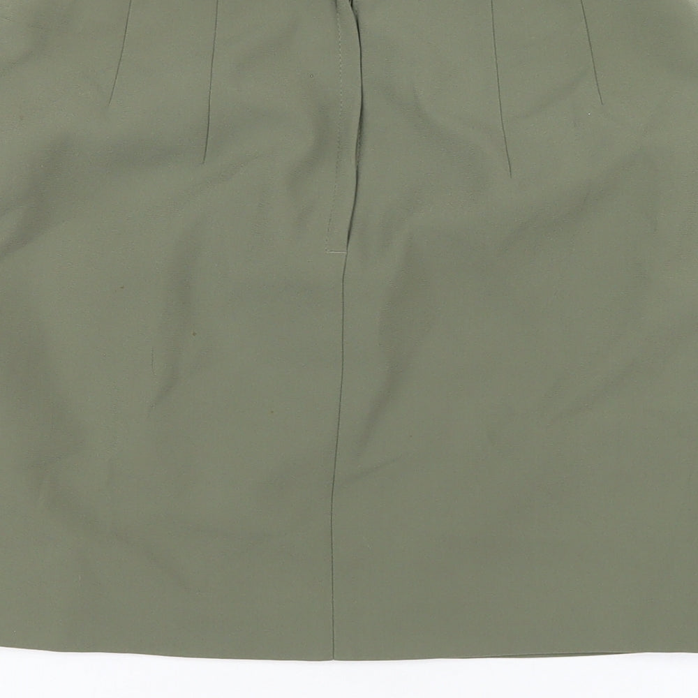 H&M Womens Green Polyester A-Line Skirt Size 10 Zip