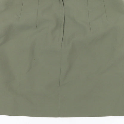H&M Womens Green Polyester A-Line Skirt Size 10 Zip