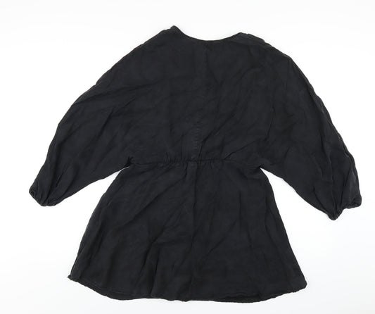 Zara Womens Black Polyester A-Line Size M V-Neck Pullover