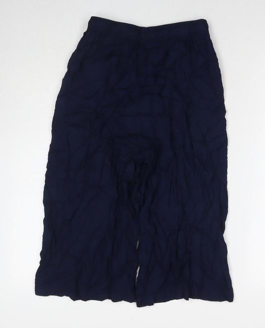 Womens UK Size S Uniqlo Regular Fit Cropped Blue Trousers