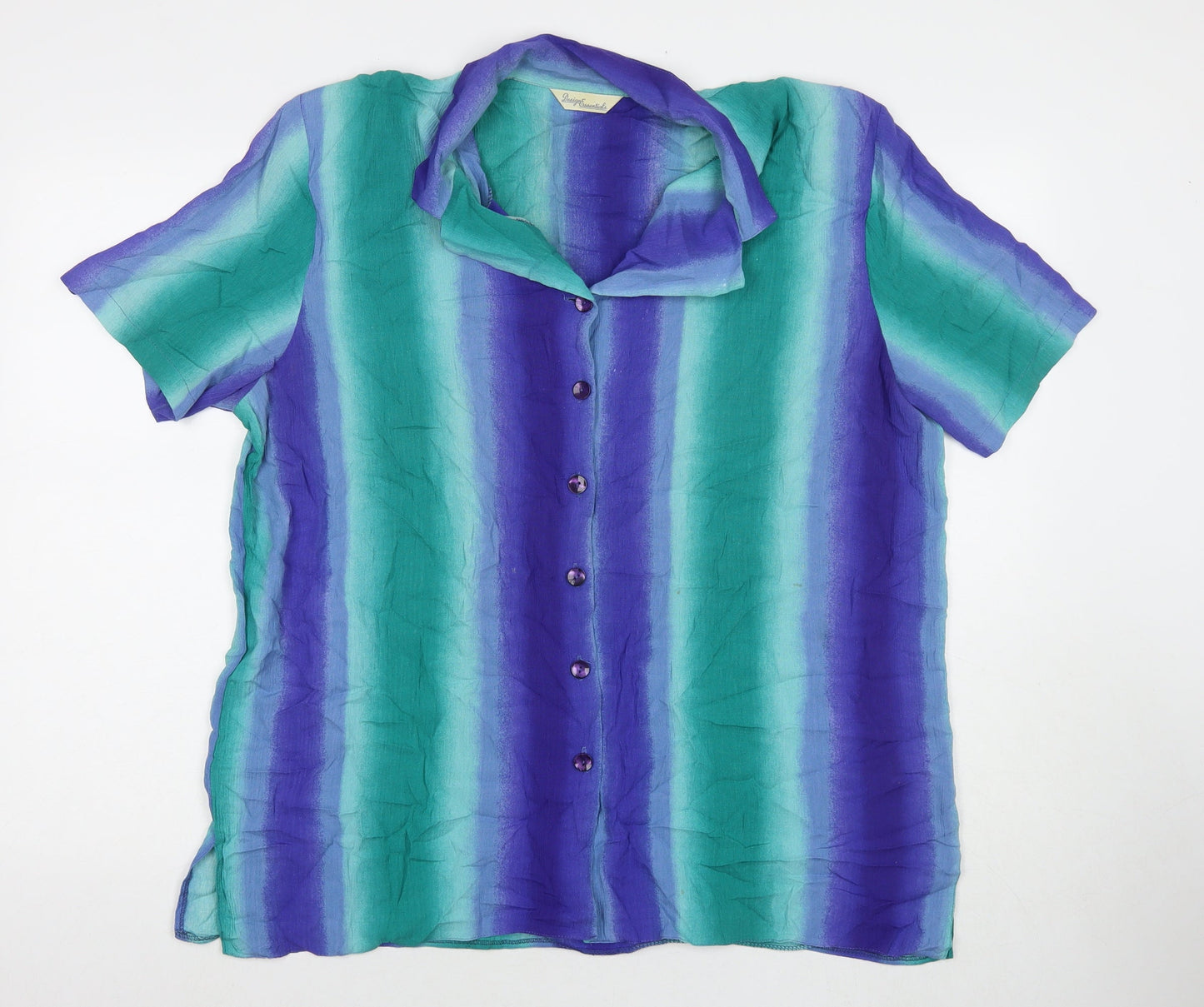 Womens UK Size 20 Design Essentials Multicoloured Basic Button-Up
