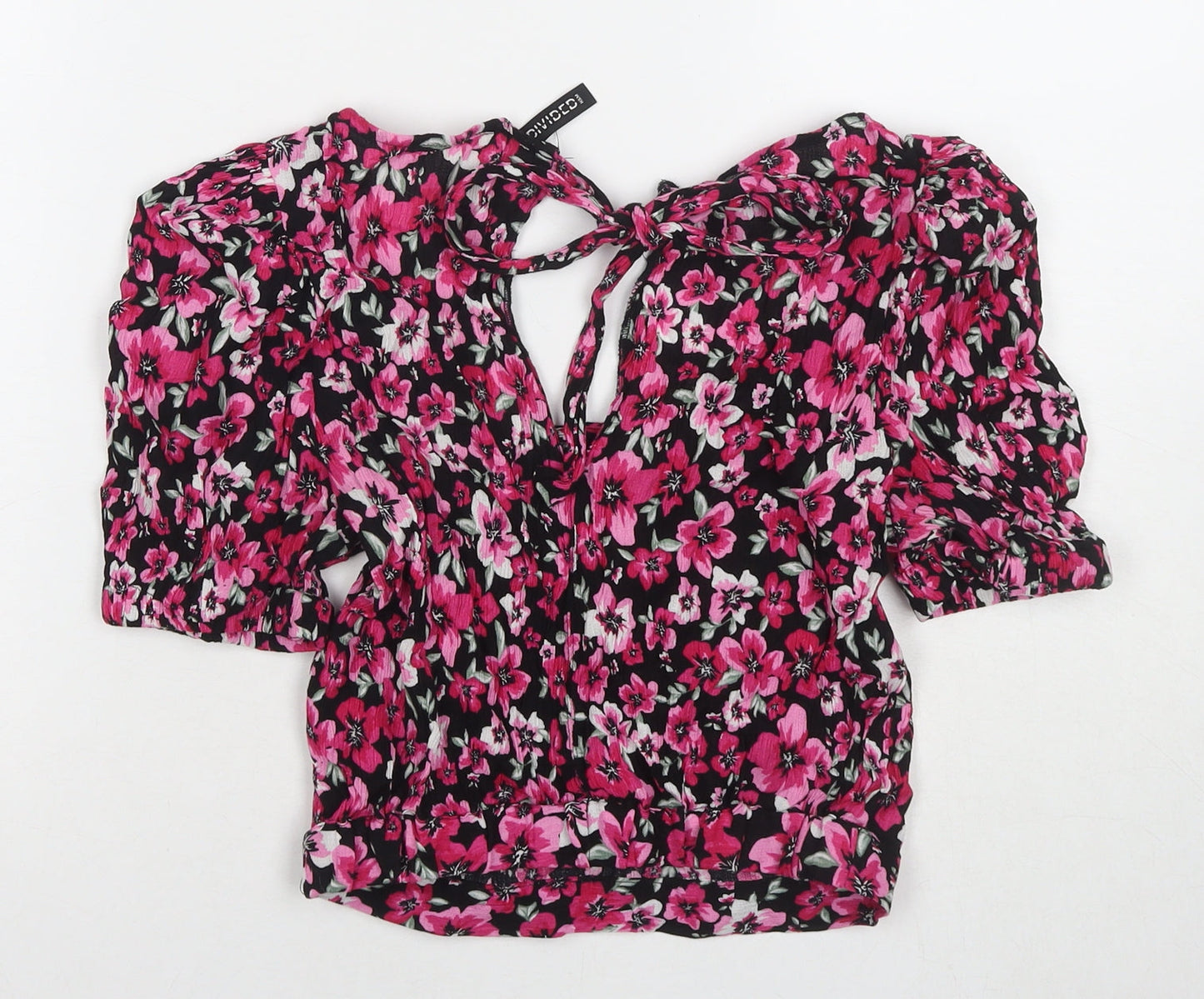 Womens UK Size 8 Divided by H&M Pink Cropped T-Shirt