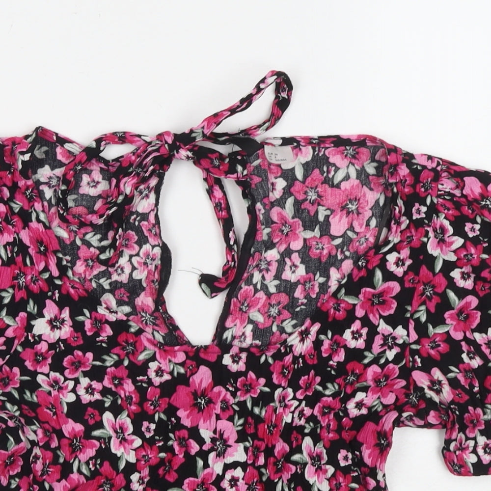 Womens UK Size 8 Divided by H&M Pink Cropped T-Shirt
