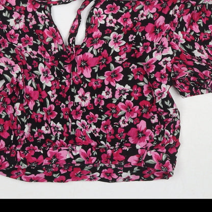 Womens UK Size 8 Divided by H&M Pink Cropped T-Shirt