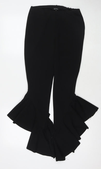 New Look Womens Black Polyester Trousers Size 6 L29 in Regular - Leg detail