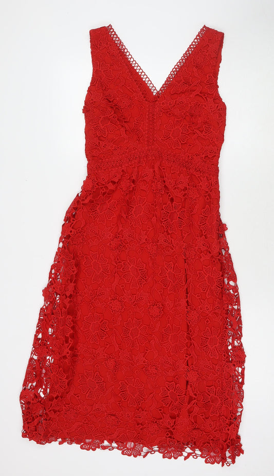 Per Una Womens Red Polyester Maxi Size 8 V-Neck Zip