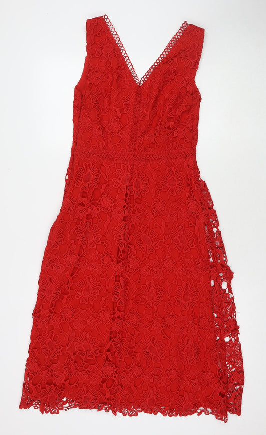 Per Una Womens Red Polyester Maxi Size 8 V-Neck Zip