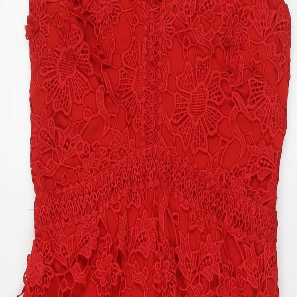 Per Una Womens Red Polyester Maxi Size 8 V-Neck Zip