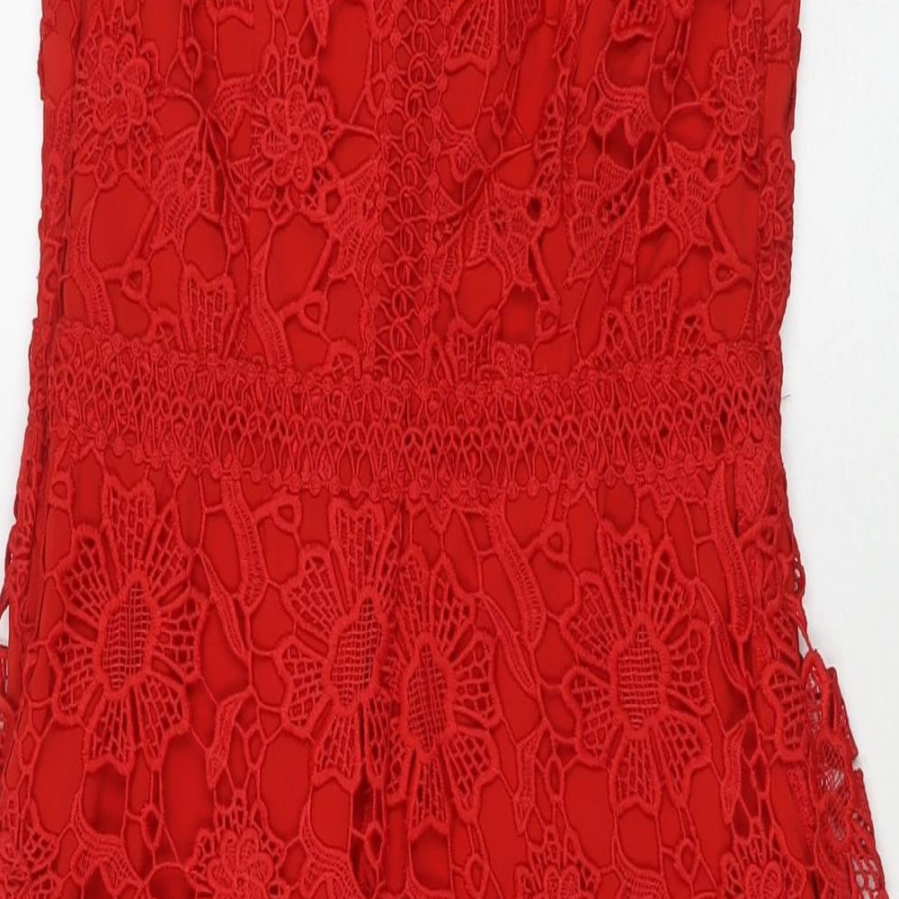 Per Una Womens Red Polyester Maxi Size 8 V-Neck Zip