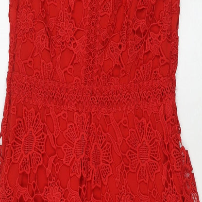 Per Una Womens Red Polyester Maxi Size 8 V-Neck Zip