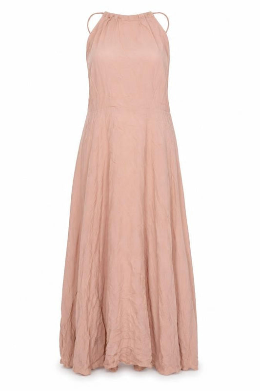 Front view of ASOS women’s beige viscose maxi, size UK 12, square neck zip