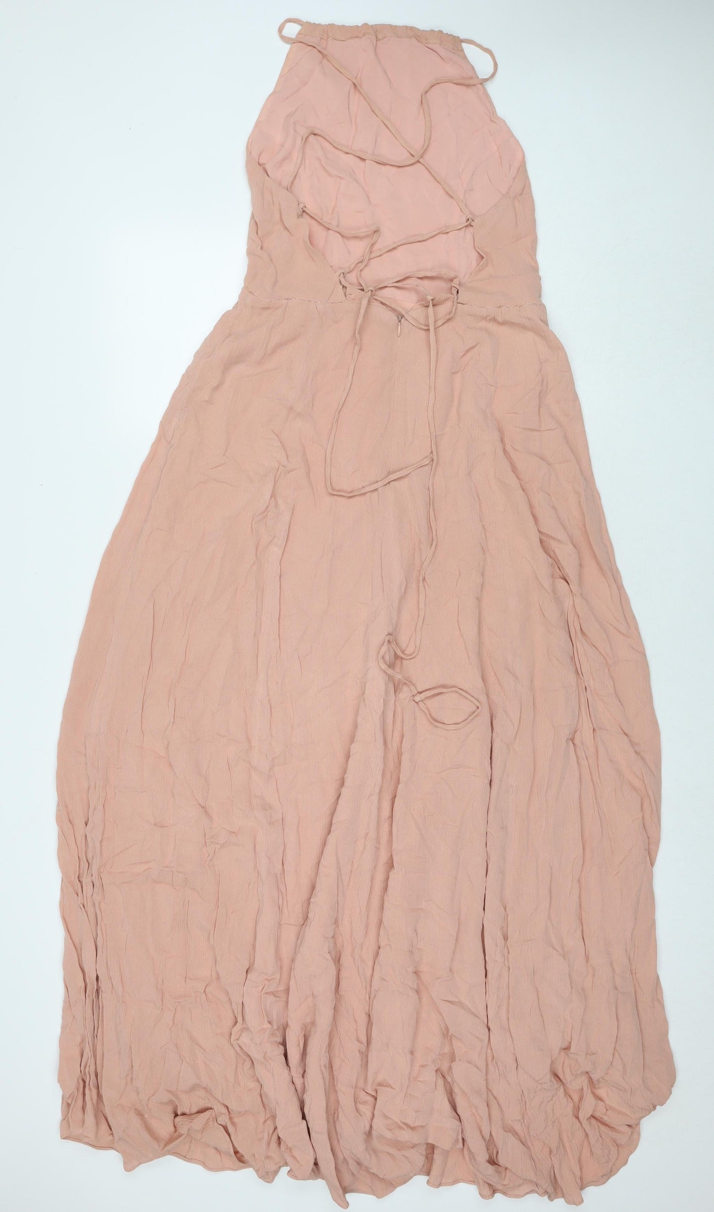 ASOS Womens Beige Viscose Maxi Size 12 Square Neck Zip