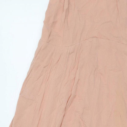 ASOS Womens Beige Viscose Maxi Size 12 Square Neck Zip