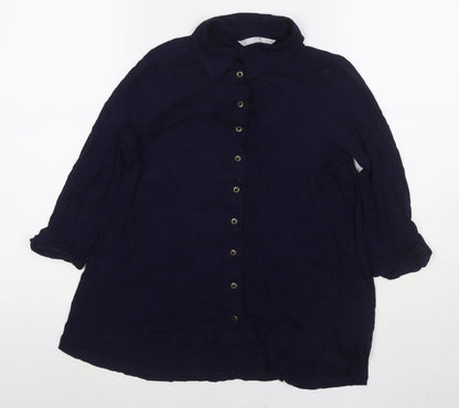 Womens UK Size 8 Red Herring Blue Basic Button-Up