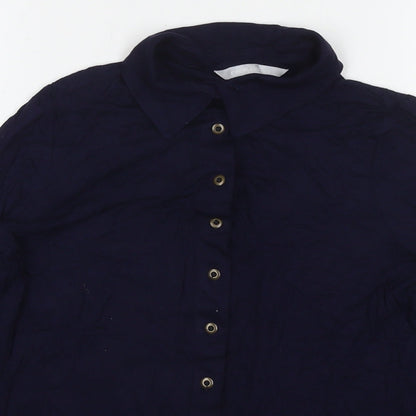 Womens UK Size 8 Red Herring Blue Basic Button-Up
