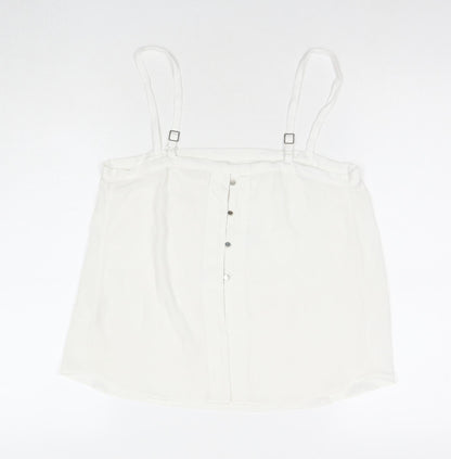 Womens UK Size 12 River Island White Basic Button-Up