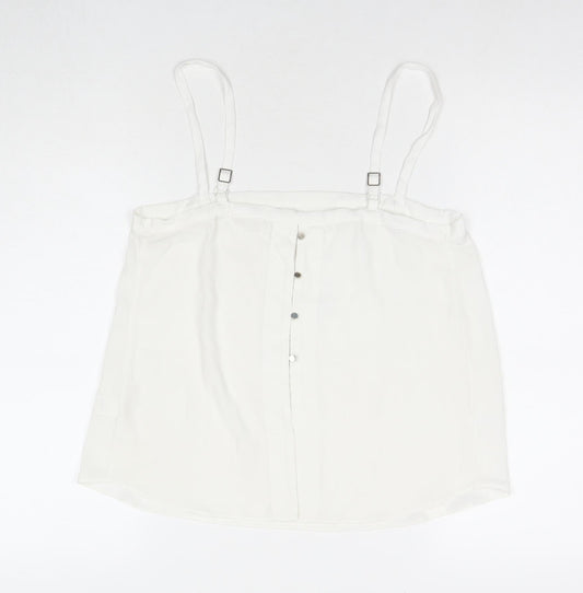 Womens UK Size 12 River Island White Basic Button-Up