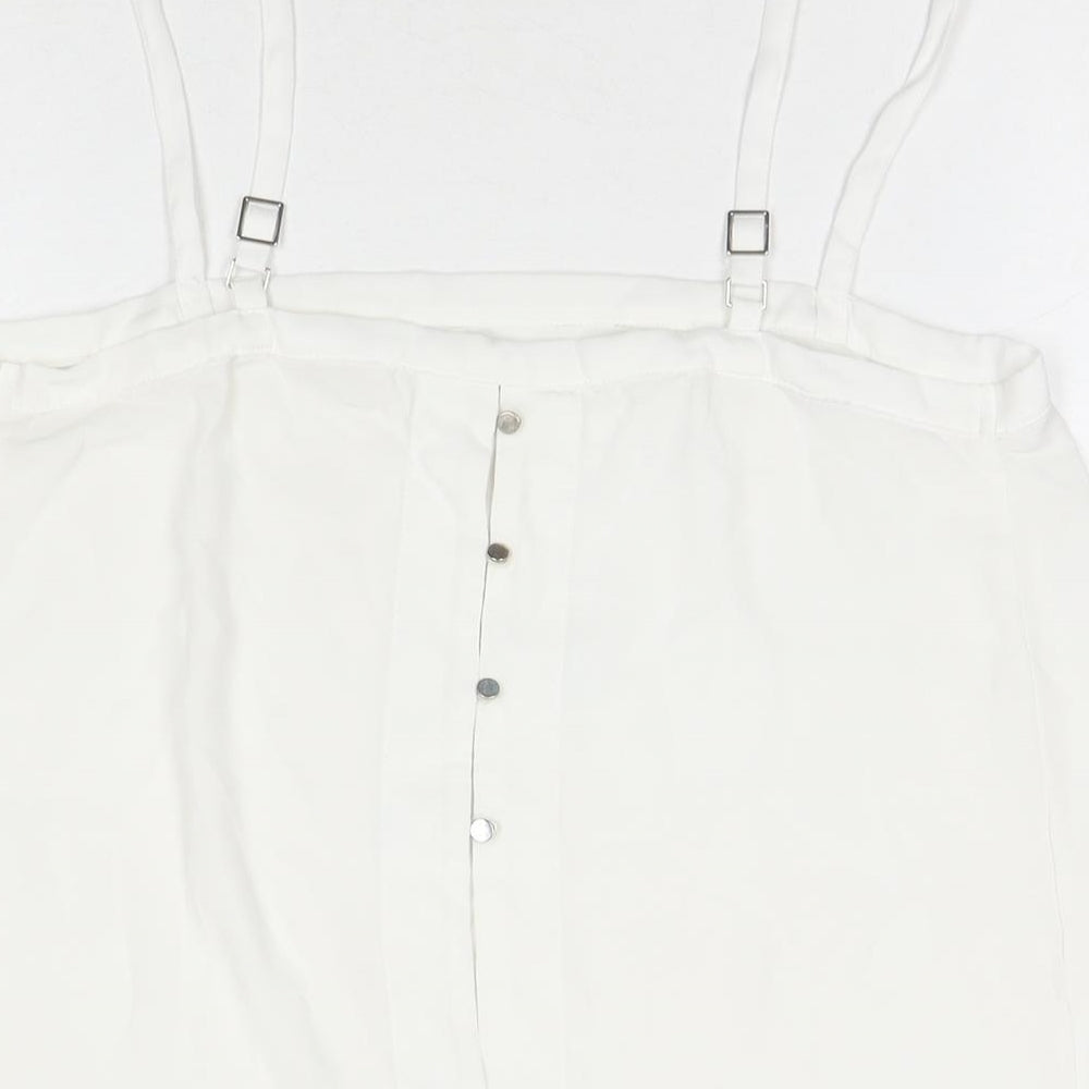 Womens UK Size 12 River Island White Basic Button-Up