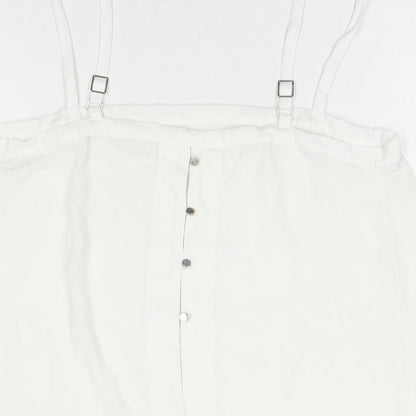 Womens UK Size 12 River Island White Basic Button-Up