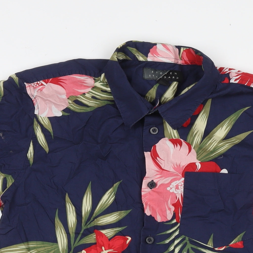 Broken Standard Womens Multicoloured Floral Cotton Basic Button-Up Size M Collared