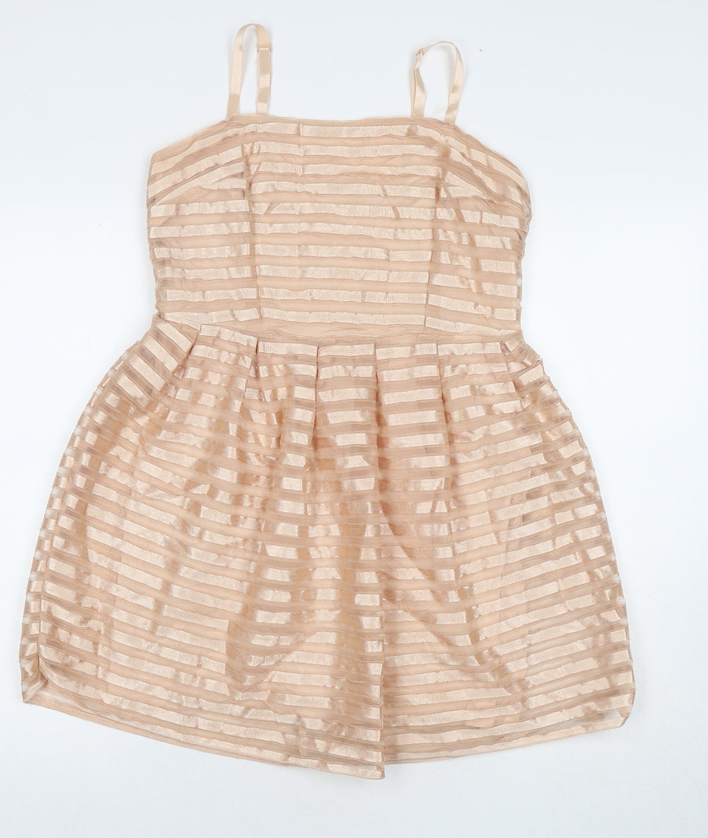 F&F Womens Beige Polyester Fit & Flare Size M Square Neck Pullover