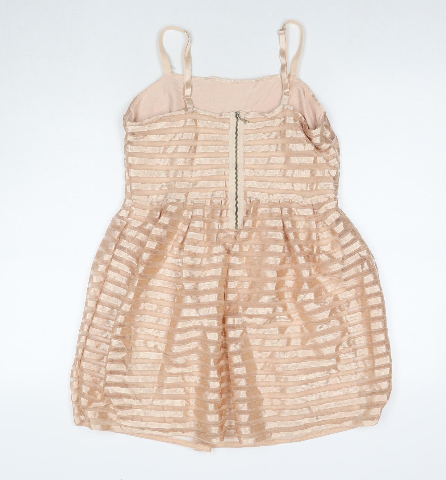 F&F Womens Beige Polyester Fit & Flare Size M Square Neck Pullover