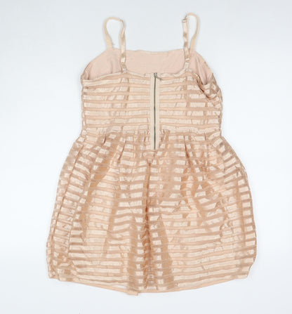 F&F Womens Beige Polyester Fit & Flare Size M Square Neck Pullover