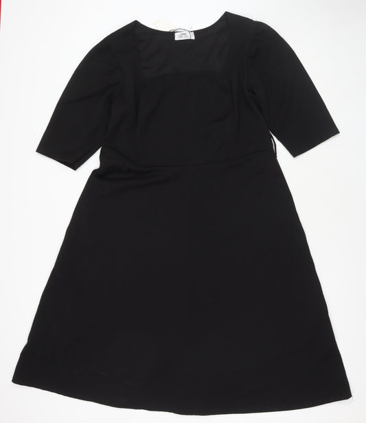 Yours Womens Black Polyester Fit & Flare Size 16 Square Neck Pullover