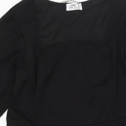 Yours Womens Black Polyester Fit & Flare Size 16 Square Neck Pullover