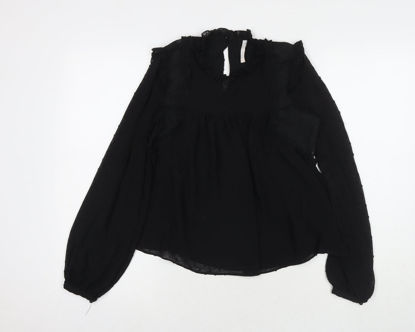 Womens UK Size XS Zanzara Black Basic Blouse