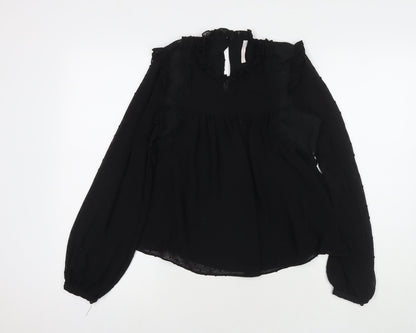 Womens UK Size XS Zanzara Black Basic Blouse