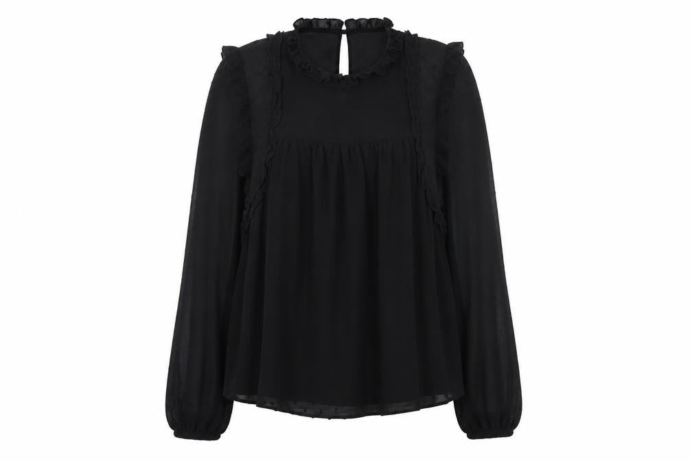 Womens UK Size XS Zanzara Black Basic Blouse
