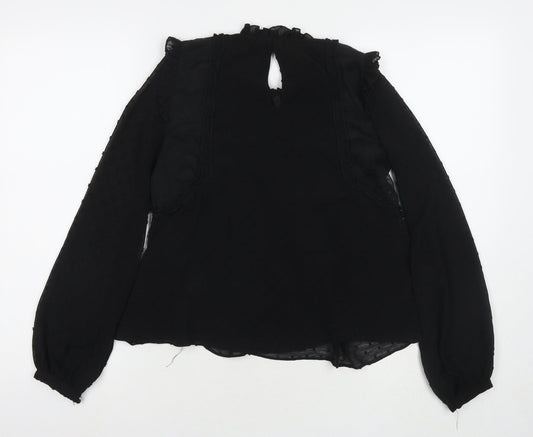 Womens UK Size XS Zanzara Black Basic Blouse