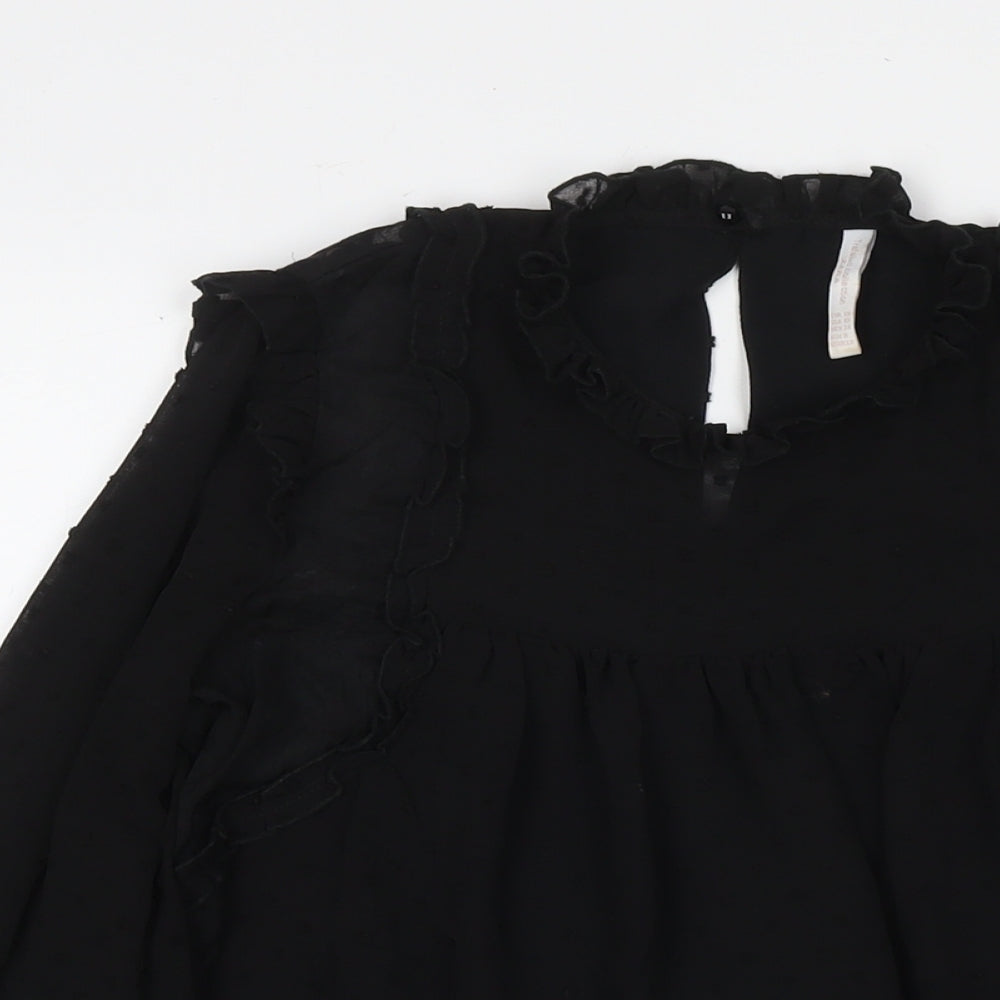 Womens UK Size XS Zanzara Black Basic Blouse