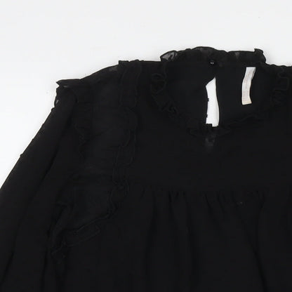 Womens UK Size XS Zanzara Black Basic Blouse