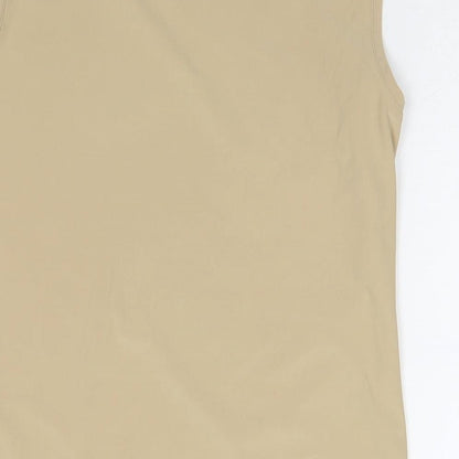 Two Tone Womens Beige Elastane Basic Tank Size 12 Round Neck