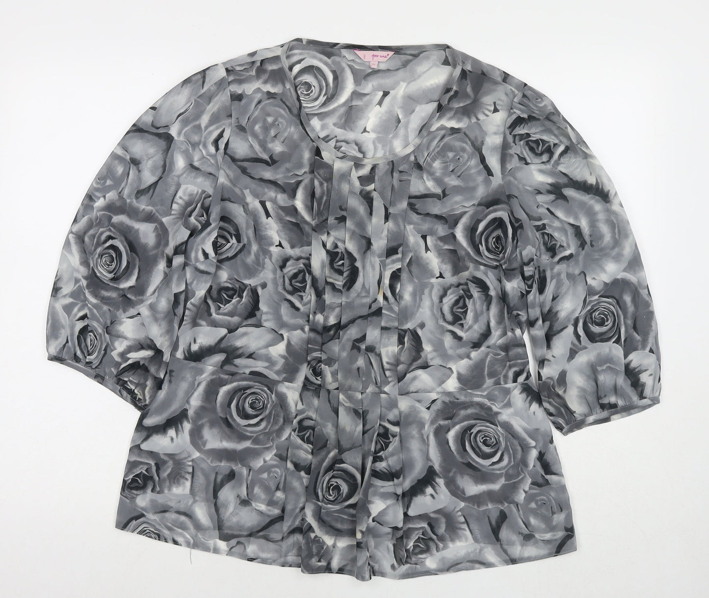 Womens UK Size 16 Per Una Grey Basic Blouse