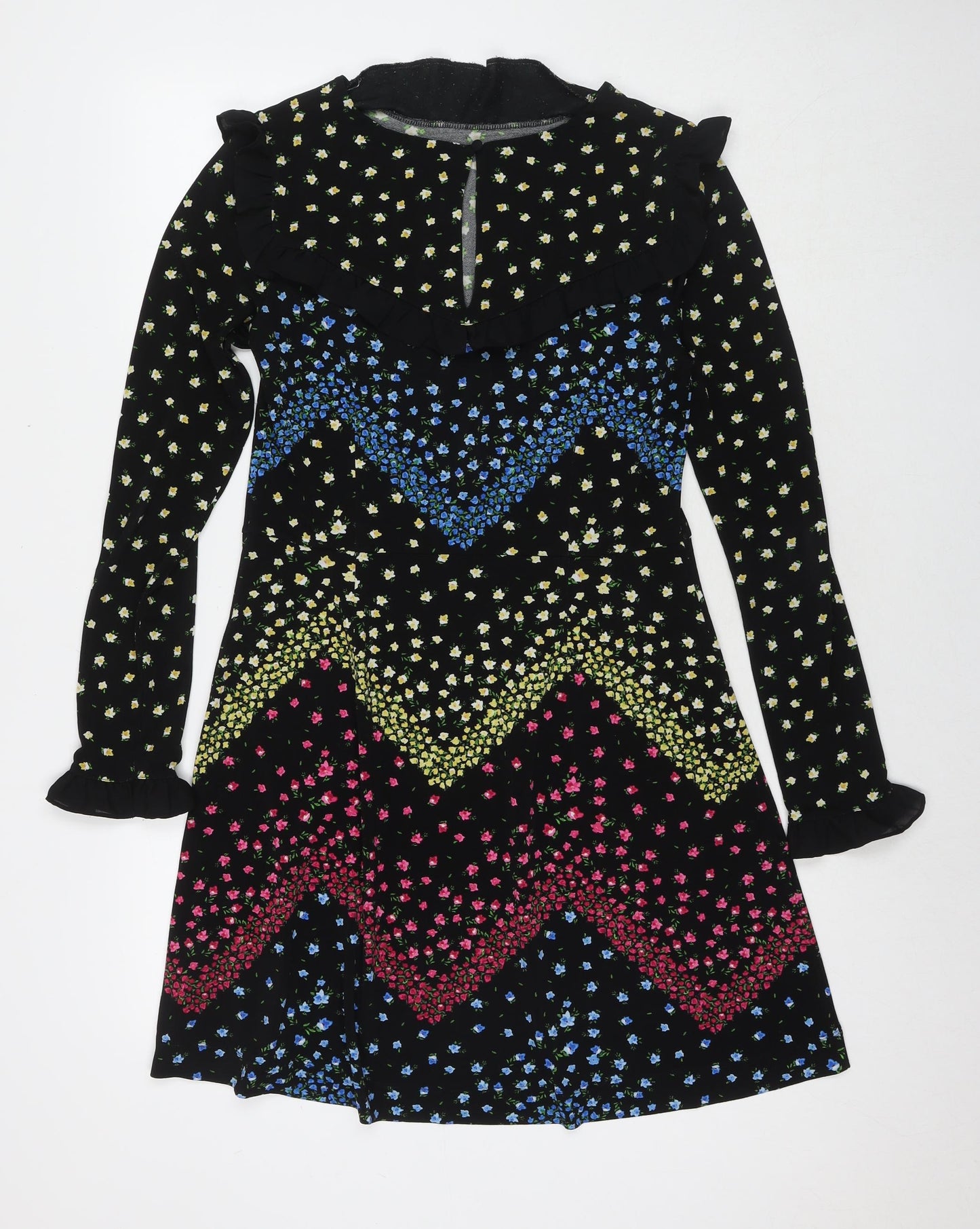 NEXT Womens Multicoloured Floral Viscose Fit & Flare Size 14 Round Neck Pullover