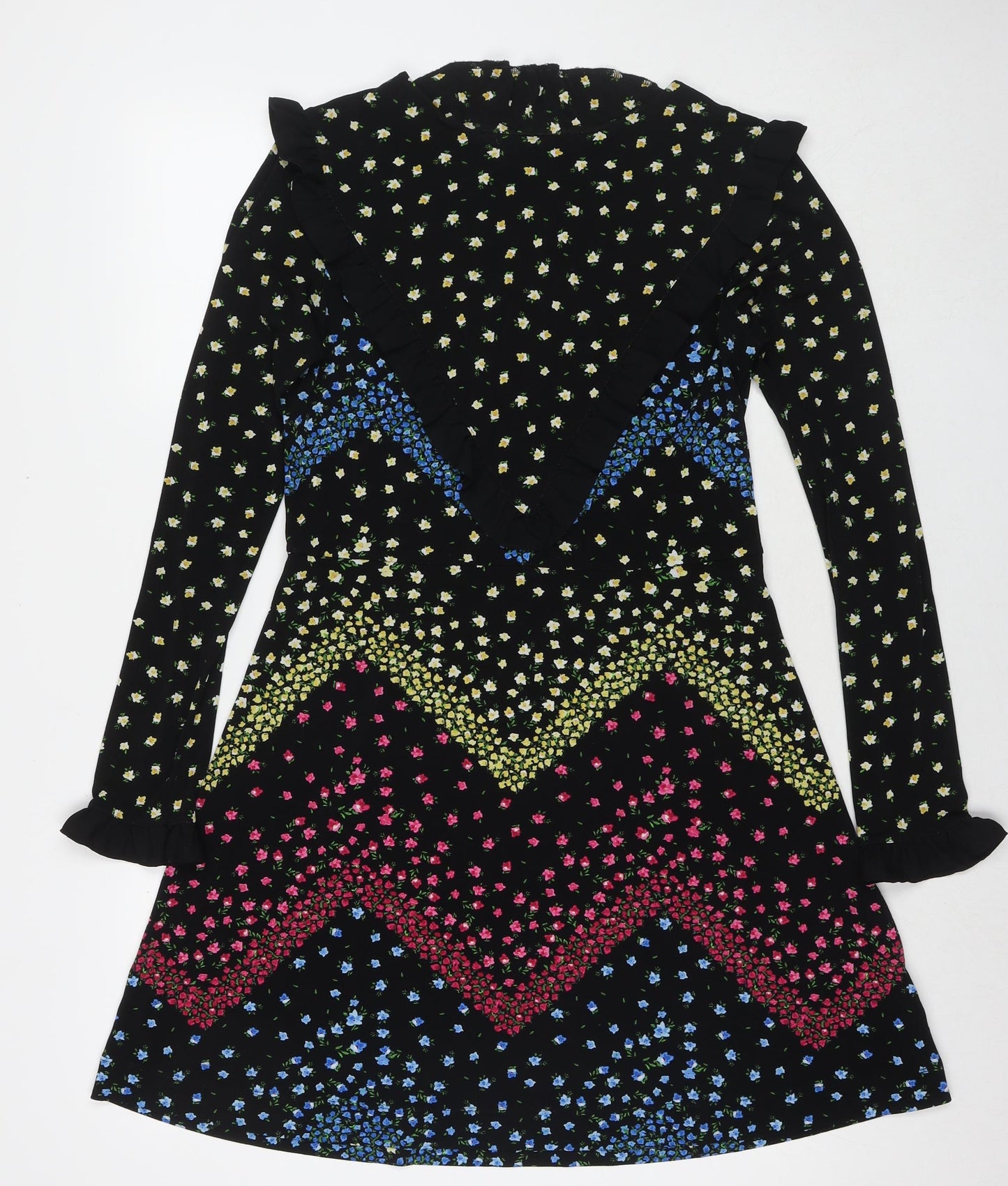 NEXT Womens Multicoloured Floral Viscose Fit & Flare Size 14 Round Neck Pullover