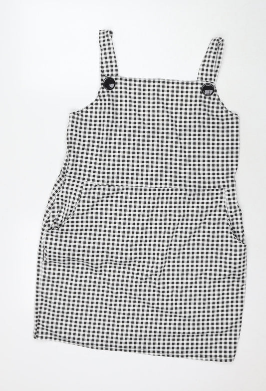 Select Womens Black Check Polyester Tank Dress Size 18 Square Neck Pullover