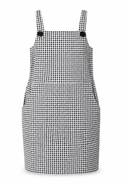 Select Womens Black Check Polyester Tank Dress Size 18 Square Neck Pullover